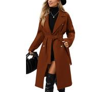 SEAUR Women's Fall Fashion Winter Trench Coats Lapel Button Down Peacoat Belted Outerwear Casual Wool Blend Button Topcoat Brown M 2024