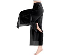 SEAUR Women's Latin Dance Pants with Side Slits Ballet Yoga Athletic Casual Pants Black Tag Size L/UK Size M