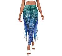 SEAUR Womens Leggings Stretch Shiny Mermaid Ankle Leggings Fish Scales Print Tight Pants Soft Elastic Waist Carnival Hipster Trousers for Ladies