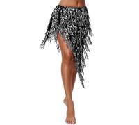 SEAUR Women's Oriental Dance Belt Sequin Scarf Belly Dance Hip Scarf Tassel for Rumba Samba Chacha, Silver, One Size