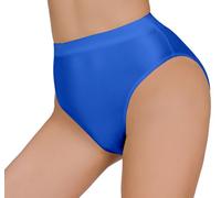 SEAUR Women's Sexy Oil Glossy Panties See Through Sheer High Cut Underwear Shiny Rave Dance Bottoms, Blue, L