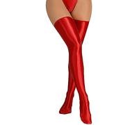 SEAUR Women's Shiny Oil Glossy Opaque Thigh High Stockings Metalic Over the Knee Socks Wet Look Bright Hold Up Tights Party Club Cosplay