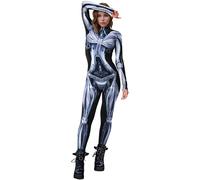 SEAUR - Women's Skeleton Jumpsuit Halloween Playsuit Print Skinny Jumpsuit 3D Playsuit Bodycon Bodysuit Long Sleeve Catsuit Adult Unisex Robot Overall