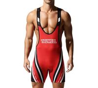 SEAUR Wrestling Singlet Men Elastic Athletic Supporters Lightweight Mesh Panels Anti Chafe Flatlock Stitching Freestyle Grappling Suit Apparel Red L