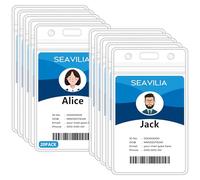 SEAVILIA 100 Pack Badge Holder, Clear Waterproof ID Holder with Resealable Zip, 2.5" x 3.5" Vertical Name Tag Holder for Nurses and Office, Fits ID Card/Credit Card/Student Card