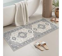 Seavish Gray Boho Bathroom Runner Rug, 20x47 Inch Vintage Oriental Absorbent Bath Mat, Non Slip Washable Long Bathroom Rug for Sink Tub Vanity Laundry Room, Farmhouse Distressed Bath Rugs