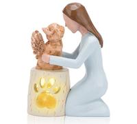 Seawah Cat Memorial Gifts - Angel Cat Candle Holder Statue with LED Candle - Cat Loss Sympathy Gift for Cat Lover - Cat Figurines Cat Remembrance Gifts - Cat Decor for Pet Lovers - Memorial Gifts