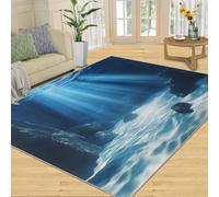 Seawater Area Rug, Seabed Rug & Home Decor, Sunlight Penetrates the Sea Rugs for Living Room, Washable Rugs for Bedroom, Non Slip Low Pile Floor Mats - 100x150 cm