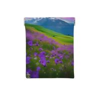 Seawater Seashell Starfish Print Leather Coin Purse, Small Change Pouch Wallet,Squeeze Coin Purse Pouch For Men Women, Nature Purple Flowers Meadow Mountain Scenic, One Size, Fashion