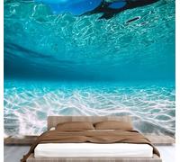 Seawater Shallow Water Photo Wallpaper 118"x101" Sunlight 3D Effect Panoramic Wall Murals Non-Woven Wall Paper for Bedroom Living Room TV Backdrop,Easy to Install W-1363