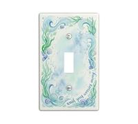 Seaweed Bathroom Single Light Switch Cover Plate, Coastal Fanciful Shell Bubble Summer Blue Plastic Standard Size Switch Plate Decorative for Home Living Room New Apartment Decor (Single)