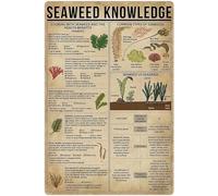 Seaweed Knowledge Metal Tin Signs Seaweed Infographic Posters Algae Encyclopedia Guide Plaques Home Room Farmhouse Wall Decor 12x8 Inches