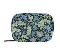 Seaweed Leaf Blue Flower William Morris aid Bag with Detachable Compartments Portable Organizer Travel case