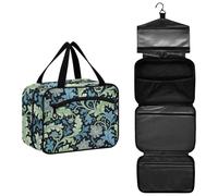 Seaweed Leaf Blue Flower William Morris Hanging Toiletry Bags for Traveling with Hook for Hotel