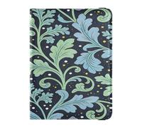 Seaweed Leaf Blue Flower William Morris Leather passport holder for travel men for travel Vaccine Card Holder Cover Combo Passport Wallet men Lightweight