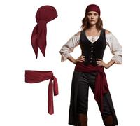 Seawhisper Maroon Pirate Bandana Head Scarf Wrap Sash Belt Costume Accessories Men Women Renaissance