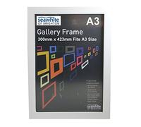 Seawhite A3 White Artist Wooden Gallery Frame Photo Frame Picture Frame Shatterproof Acrylic 36mm Deep (300mm x 423mm To Fit A3)