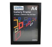 Seawhite A4 Black Artist Wooden Gallery Frame Photo Frame Picture Frame Shatterproof Acrylic 36mm Deep (213mm x 300mm To Fit A4)