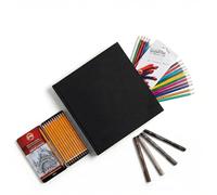 Seawhite of Brighton Jumbo Square Sketchbook 25x25cm - Chunky Black Cloth Hardback Artist’s Sketch Pad with 190 Pages of 140gsm All-Media, Acid-Free Cartridge Paper - for Drawing, Sketching & Journals