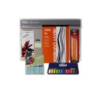 Seawhite of Brighton Mixed Media Art Set, A4 Pad with Watercolour Tin, Soft Chalk Pastels, Seawhite Colour Pencils, Putty Rubber and Sharpener in A3+ Polyfolder