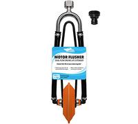 Seaworks Dual Feed Heavy Duty Steel Boat Motor Flusher | Use for Antifreeze Winterization or Common Water Flush | 5/8 Inch Standard Garden Hose Connection (Orange)