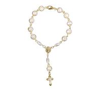 SEAYACK Religious White Rose Imitation Rosary Children's Baby's Baptism Catholic Rosary