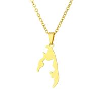 SEAYACK Tamil Eelam Pendant Necklace Stainless Steel Geometric Map Charm Necklaces Neckwear Fashion Jewelry for Women and Men