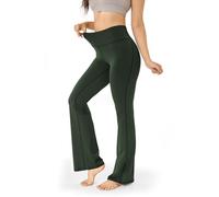 SEAYIJIA Women Bootcut Yoga Pants High Waist Flared Leggings Business Work Pants Sports Jogging Training Trousers with Inside Pockets, Army Green M