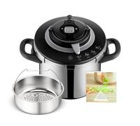 SEB Pressure cooker, 5-8 people, Induction, 4 cooking programs, Quick cooking, One-handed opening and closing of the lid, Clipso+ CHEF 8L, P4551400, Black