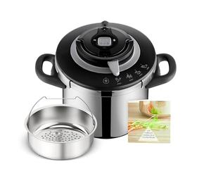 SEB Pressure cooker, 5-8 people, Induction, 4 cooking programs, Quick cooking, One-handed opening and closing of the lid, Clipso+ CHEF 8L, P4551400, Black