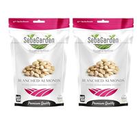 Seba Garden Blanched Whole Almonds, 2 kg - Non-GMO, Raw, Unpasteurized, Unsalted, Keto, Paleo, Kosher, Bulk, High in Protein, Dietary Fiber, Baking Almond