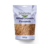 Seba Garden Milled Brown Linseeds 500g - Ground Brown Flaxseeds for Baking, Smoothies, Porridge and Breakfast - Resealable Pouch - Suitable for Vegan and Vegetarian Diets