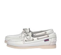 Sebago Docksides Portland Women’s Boat Shoes - Full Grain Leather with Leather Sock Lining, 360° Rawhide Laces, Non-Marking Slip Soles, White, 8