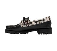 Sebago Women's Ranger Zebra Print Buff Leather Moccasins in Black | Size: 6 Sebago Black 6