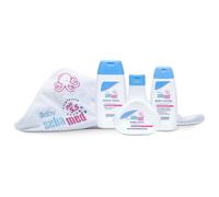 Sebamed Baby Bath Time Set | Includes Gentle Wash, Bubble Bath, Body Lotion and Hooded Towel in Colourful Gift Box