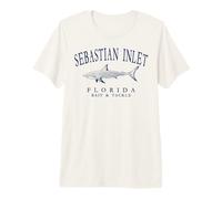 Sebastian Inlet Florida Shark Fishing Navy Blue Letters Premium T-Shirt