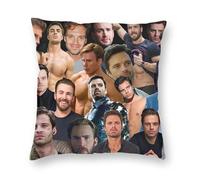 Sebastian Stan And Chris Evans Collage Square Pillowcase Pillow Cover Cushion Throw Pillow for Home Bedroom Car