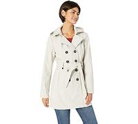 Sebby Women's Soft Shell Trench Coat Water Resistant with a Detchable Hood Trenchcoat, Stone, XL