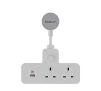 SEBLIP Multi-Socket Extension Lead with Master Switch, 2 Sockets and 2 USB Ports, 13A/3120W Wall Plug Adapter Power Strip with Short Cable and Swivel Plug (2-Position Socket with USB)
