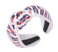 SeBneny Fourth of July Knotted Headbands 4th of July Sequin Headband for Women Girls Red White and Blue Patriotic Hairband American Flag USA Head Band Independence Day Hair Accessories Gifts