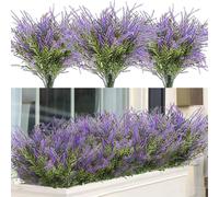 SEBOVIM Artificial Flowers,12 Bundles Artificial Shrubs Bushes,Fake Flowers UV Faux Plants Lavender Artificial Plants and Flowers for Home Garden Wedding(Purple)