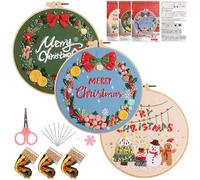 SEBOVIM Embroidery Kits Merry Christmas Pattern Embroidery Starter Kits for Adults Beginner DIY Sewing Needlepoint Cross Stitch Practice Kit Christmas Home Decoration Handmade Gifts (Merry Xmas)