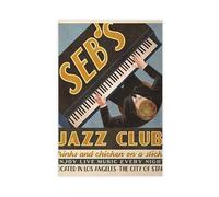 Seb's Jazz Club Retro Vintage Ad Poster Canvas Poster Wall Art Decor Print Picture Paintings for Living Room Bedroom Decoration 12x18inch(30x45cm)