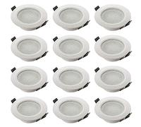 SEBSON 12x Downlights for Ceiling - Bathroom IP44, Recessed, Mounting Hole ø70mm, Frame Aluminium White Ø90x29mm - LED Spot Lights Ceiling with GU10 Lamp Holder