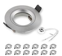 SEBSON 12x Downlights for Ceiling - Recessed, Mounting Hole ø65mm, Frame Aluminium Brushed Silver, ø80x24mm - LED Spot Lights Ceiling with GU10 Lamp Holder
