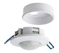 SEBSON 2x PIR Sensor Ceiling Indoor 360°, Surface or Flush mounted, Recessed Infrared Motion Detector, LED light suitable, Range max. 8m /360°, max. 1200/600W, IP20
