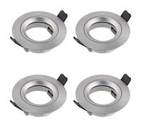SEBSON 4X Downlights for Ceiling - Recessed, Mounting Hole ø65mm, Frame Aluminium Brushed Silver, ø80x24mm - LED Spot Lights Ceiling with GU10 Lamp Holder
