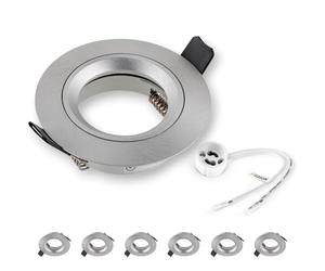 SEBSON 6X Downlights for Ceiling - Recessed, Mounting Hole ø65mm, Frame Aluminium Brushed Silver, ø80x24mm - LED Spot Lights Ceiling with GU10 Lamp Holder