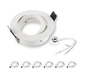 SEBSON 6X Downlights for Ceiling - Recessed, Swiveling, Mounting Hole ø75mm, Frame Aluminium Matt White - LED Spot Lights Ceiling with GU10 Lamp Holder