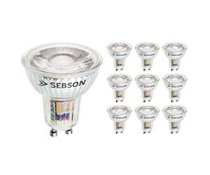 SEBSON GU10 LED Bulbs Warm White 3000K, 5W - 10 Pack - Spot Lights Ceiling - Equivalent 50W Halogen Bulbs, RA95, 380lm, 36º Beam Angle - 230V Bulb, not dimmable